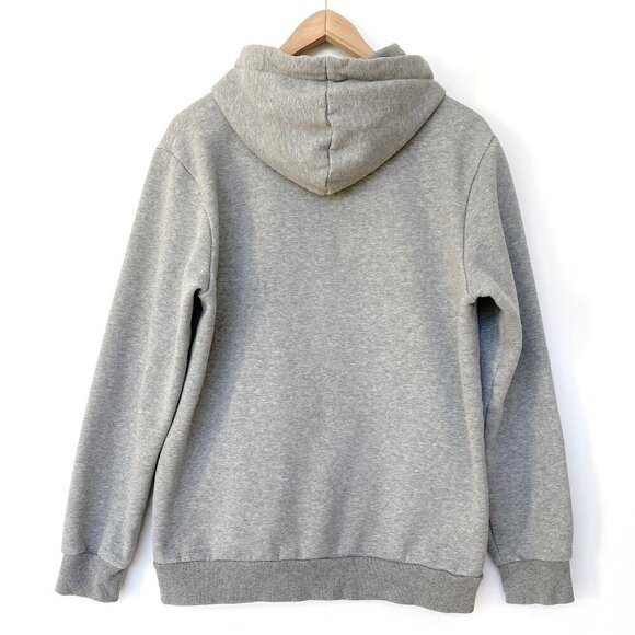 PUMA Womens Fleece Hoodie Gray Sweatshirt Embossed Logo Kangaroo Pocket - Picture 5 of 9